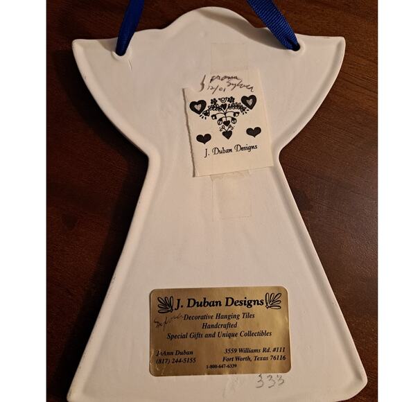 J Duban Designs Angel Hanging Tile Handcrafted - Picture 3 of 4